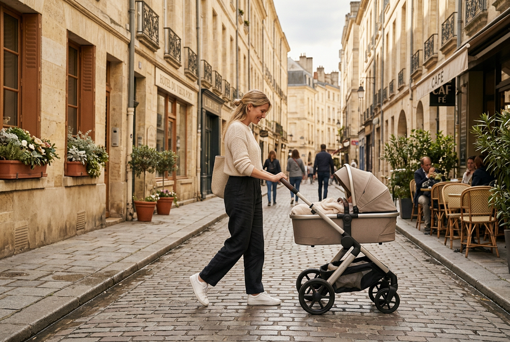 City stroll with a stroller